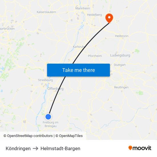 Köndringen to Helmstadt-Bargen map