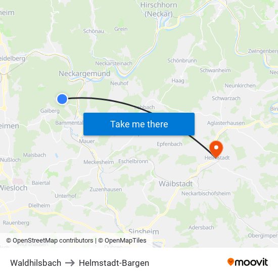 Waldhilsbach to Helmstadt-Bargen map