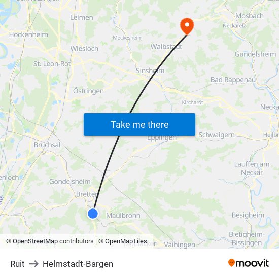 Ruit to Helmstadt-Bargen map
