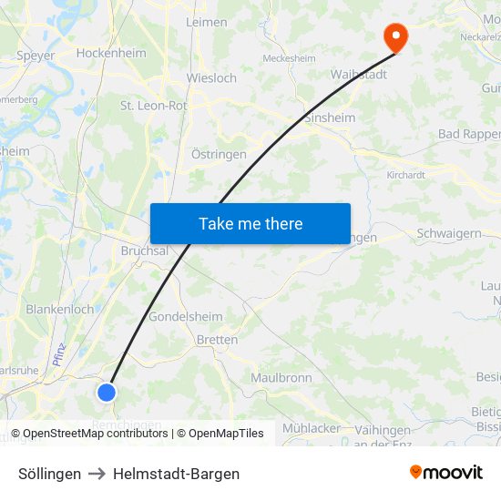 Söllingen to Helmstadt-Bargen map