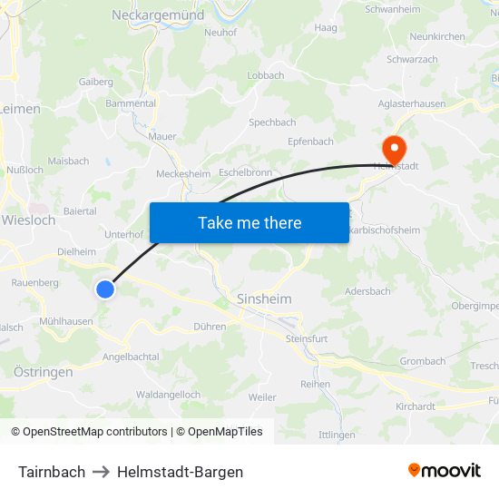 Tairnbach to Helmstadt-Bargen map