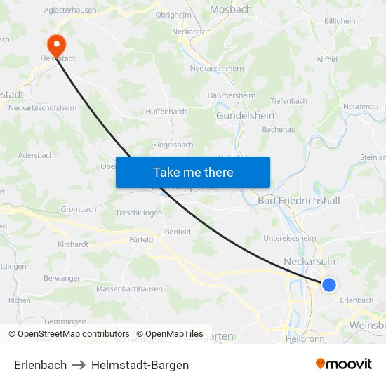 Erlenbach to Helmstadt-Bargen map