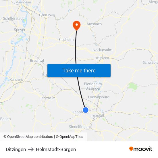 Ditzingen to Helmstadt-Bargen map