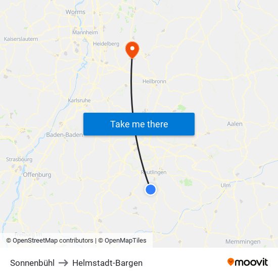 Sonnenbühl to Helmstadt-Bargen map