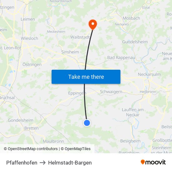 Pfaffenhofen to Helmstadt-Bargen map