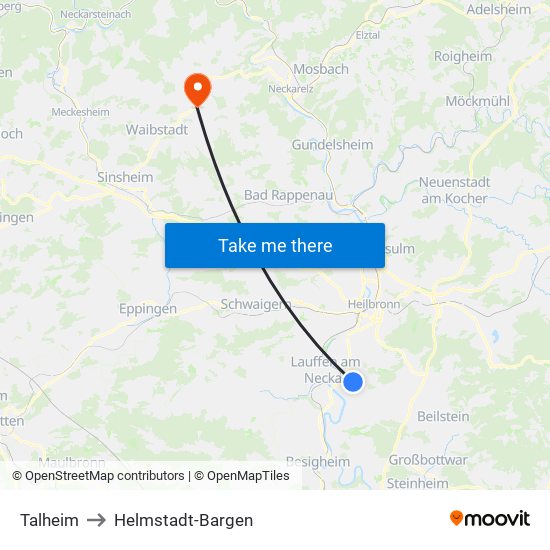 Talheim to Helmstadt-Bargen map