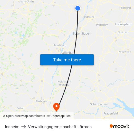 Insheim to Verwaltungsgemeinschaft Lörrach map