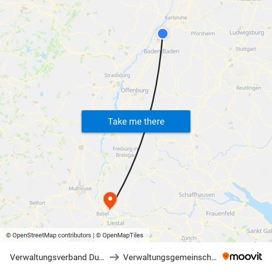 Verwaltungsverband Durmersheim to Verwaltungsgemeinschaft Lörrach map