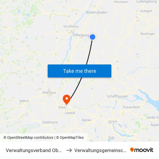 Verwaltungsverband Oberes Renchtal to Verwaltungsgemeinschaft Lörrach map