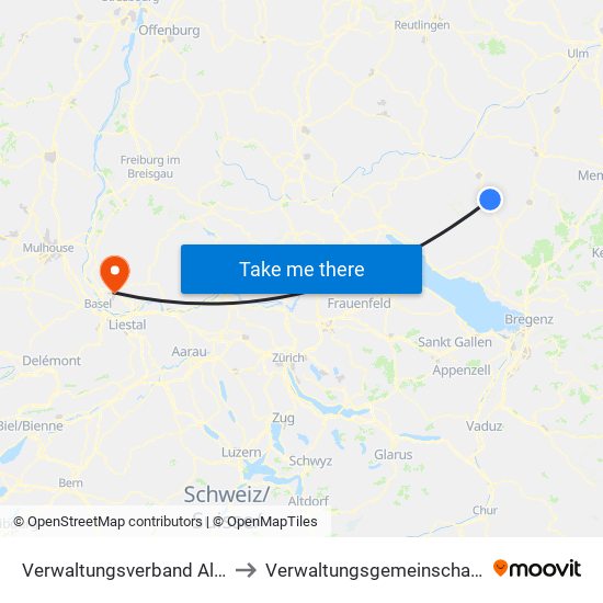 Verwaltungsverband Altshausen to Verwaltungsgemeinschaft Lörrach map