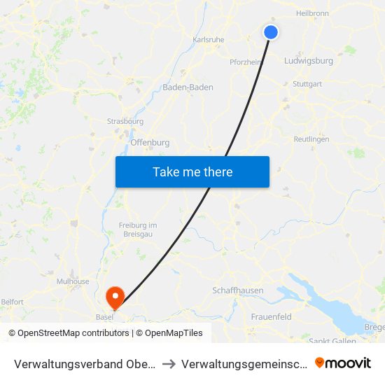 Verwaltungsverband Oberes Zabergäu to Verwaltungsgemeinschaft Lörrach map