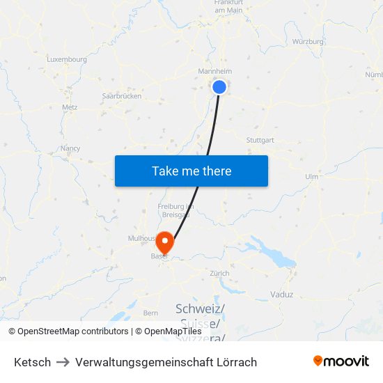 Ketsch to Verwaltungsgemeinschaft Lörrach map