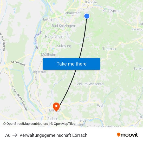 Au to Verwaltungsgemeinschaft Lörrach map