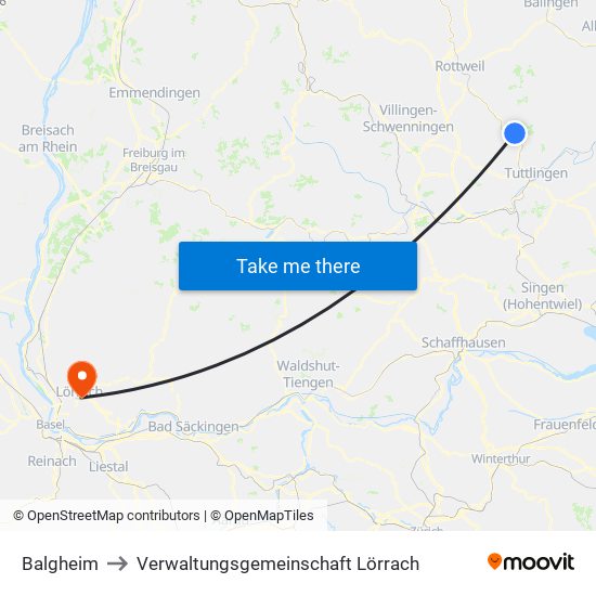 Balgheim to Verwaltungsgemeinschaft Lörrach map