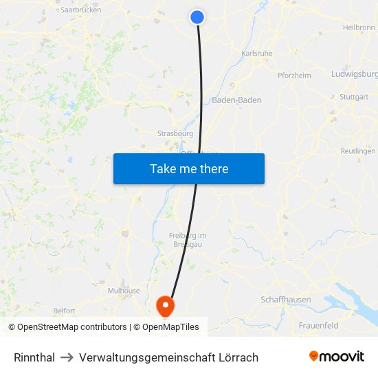 Rinnthal to Verwaltungsgemeinschaft Lörrach map