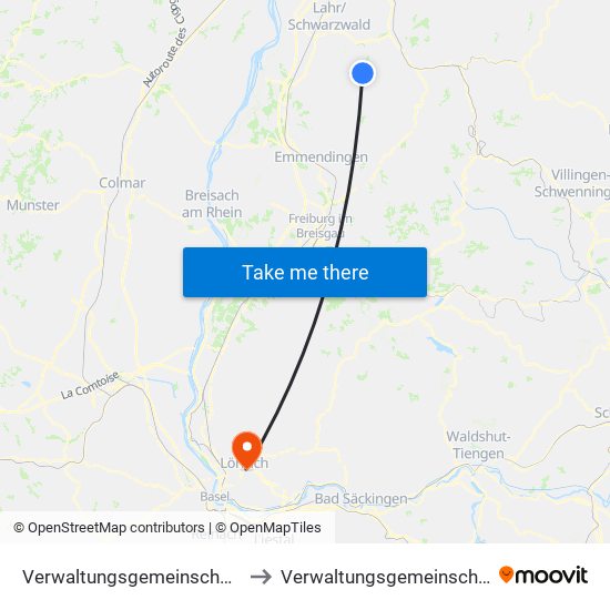 Verwaltungsgemeinschaft Seelbach to Verwaltungsgemeinschaft Lörrach map