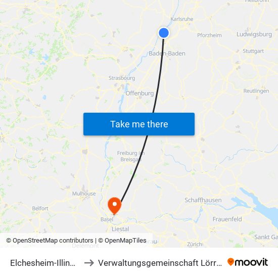 Elchesheim-Illingen to Verwaltungsgemeinschaft Lörrach map