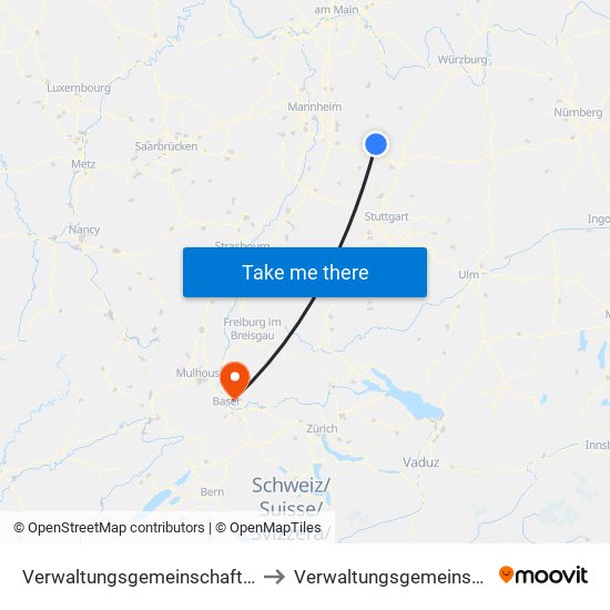 Verwaltungsgemeinschaft Haßmersheim to Verwaltungsgemeinschaft Lörrach map