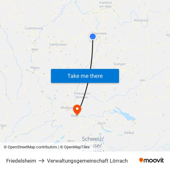 Friedelsheim to Verwaltungsgemeinschaft Lörrach map