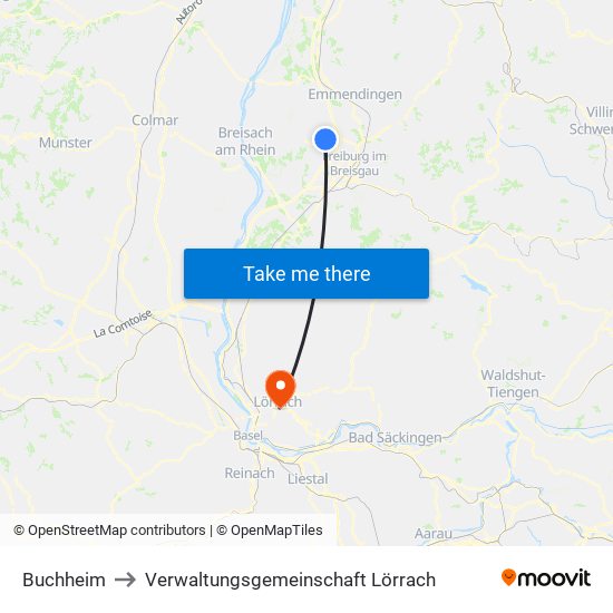 Buchheim to Verwaltungsgemeinschaft Lörrach map