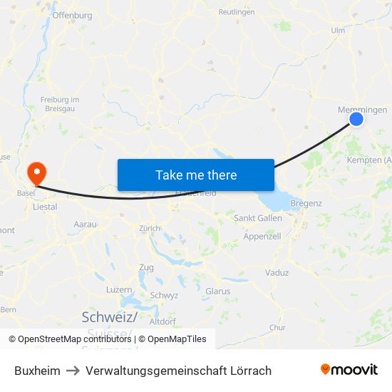 Buxheim to Verwaltungsgemeinschaft Lörrach map