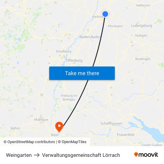 Weingarten to Verwaltungsgemeinschaft Lörrach map