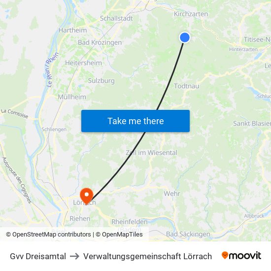 Gvv Dreisamtal to Verwaltungsgemeinschaft Lörrach map