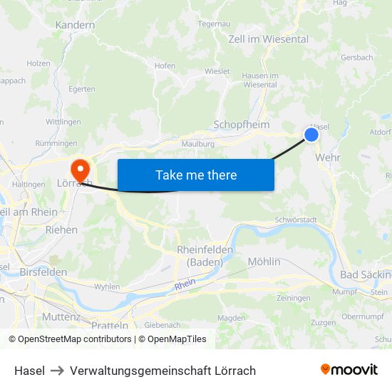 Hasel to Verwaltungsgemeinschaft Lörrach map