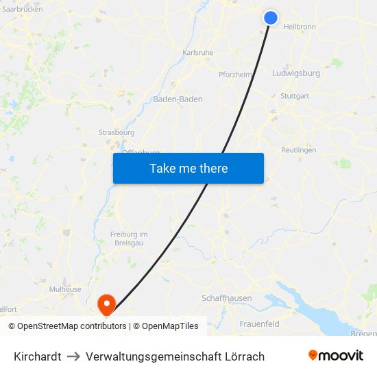 Kirchardt to Verwaltungsgemeinschaft Lörrach map