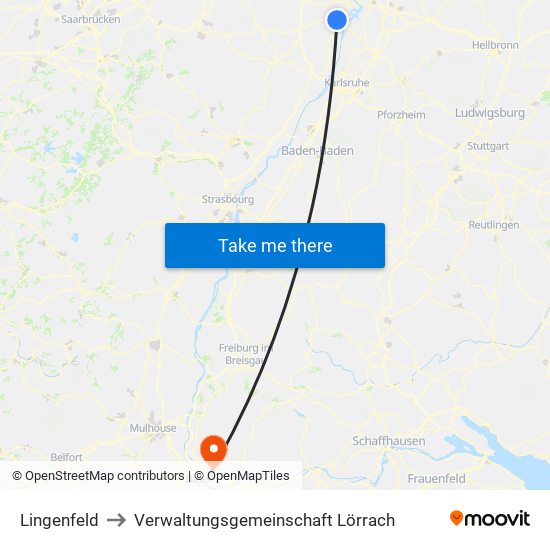 Lingenfeld to Verwaltungsgemeinschaft Lörrach map