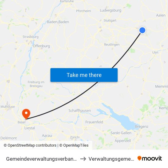 Gemeindeverwaltungsverband Mittleres Fils-Lautertal to Verwaltungsgemeinschaft Lörrach map