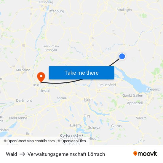 Wald to Verwaltungsgemeinschaft Lörrach map