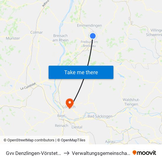 Gvv Denzlingen-Vörstetten-Reute to Verwaltungsgemeinschaft Lörrach map