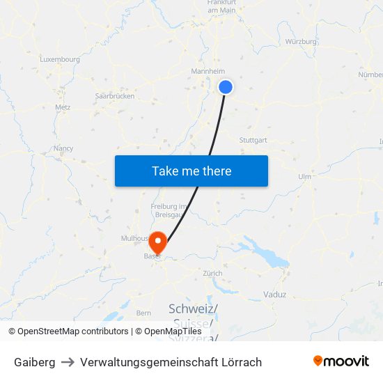 Gaiberg to Verwaltungsgemeinschaft Lörrach map