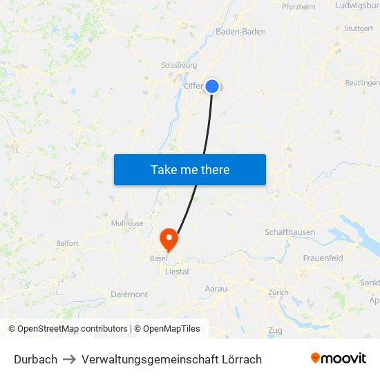 Durbach to Verwaltungsgemeinschaft Lörrach map