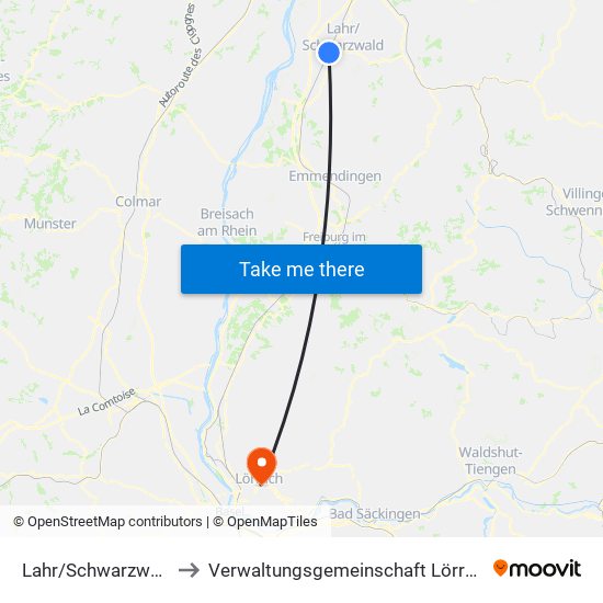 Lahr/Schwarzwald to Verwaltungsgemeinschaft Lörrach map