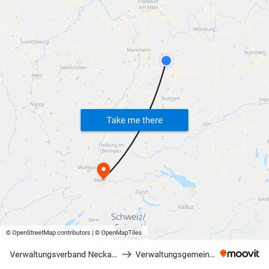 Verwaltungsverband Neckargerach-Waldbrunn to Verwaltungsgemeinschaft Lörrach map