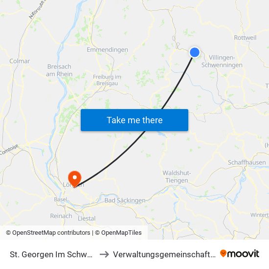 St. Georgen Im Schwarzwald to Verwaltungsgemeinschaft Lörrach map