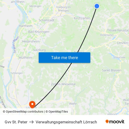 Gvv St. Peter to Verwaltungsgemeinschaft Lörrach map