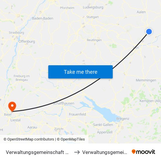 Verwaltungsgemeinschaft Giengen An Der Brenz to Verwaltungsgemeinschaft Lörrach map