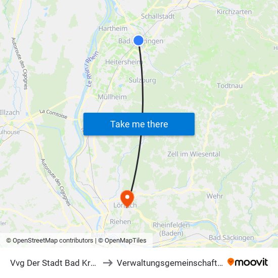 Vvg Der Stadt Bad Krozingen to Verwaltungsgemeinschaft Lörrach map