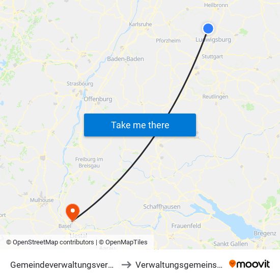Gemeindeverwaltungsverband Besigheim to Verwaltungsgemeinschaft Lörrach map