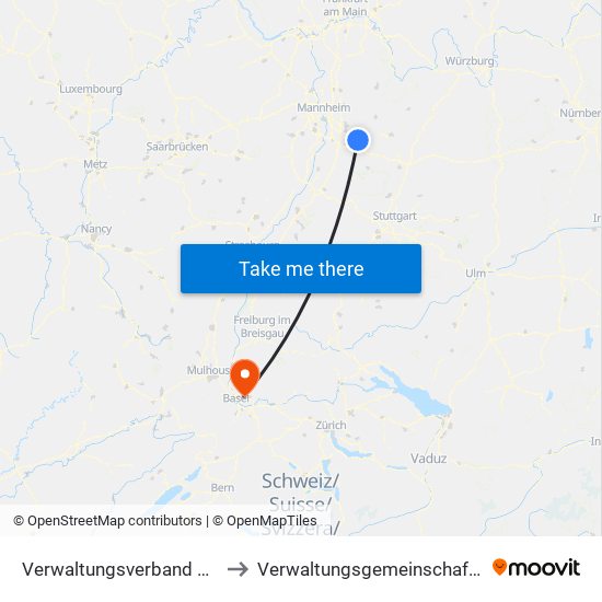 Verwaltungsverband Elsenztal to Verwaltungsgemeinschaft Lörrach map