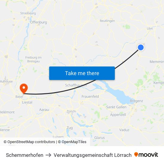 Schemmerhofen to Verwaltungsgemeinschaft Lörrach map