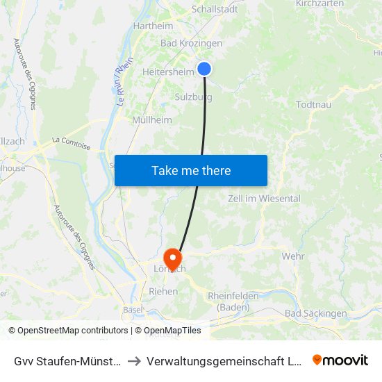 Gvv Staufen-Münstertal to Verwaltungsgemeinschaft Lörrach map