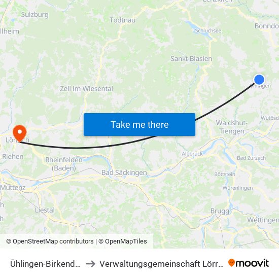 Ühlingen-Birkendorf to Verwaltungsgemeinschaft Lörrach map