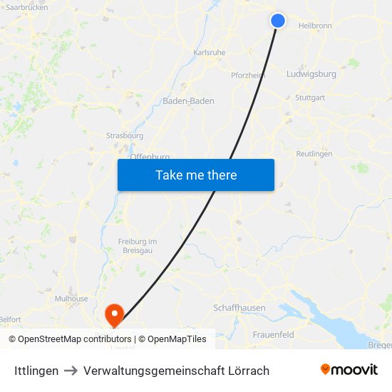 Ittlingen to Verwaltungsgemeinschaft Lörrach map