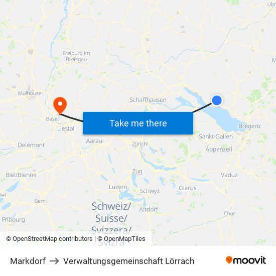 Markdorf to Verwaltungsgemeinschaft Lörrach map