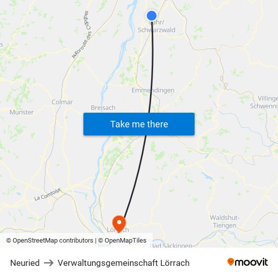 Neuried to Verwaltungsgemeinschaft Lörrach map