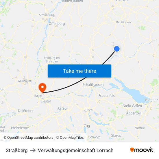 Straßberg to Verwaltungsgemeinschaft Lörrach map